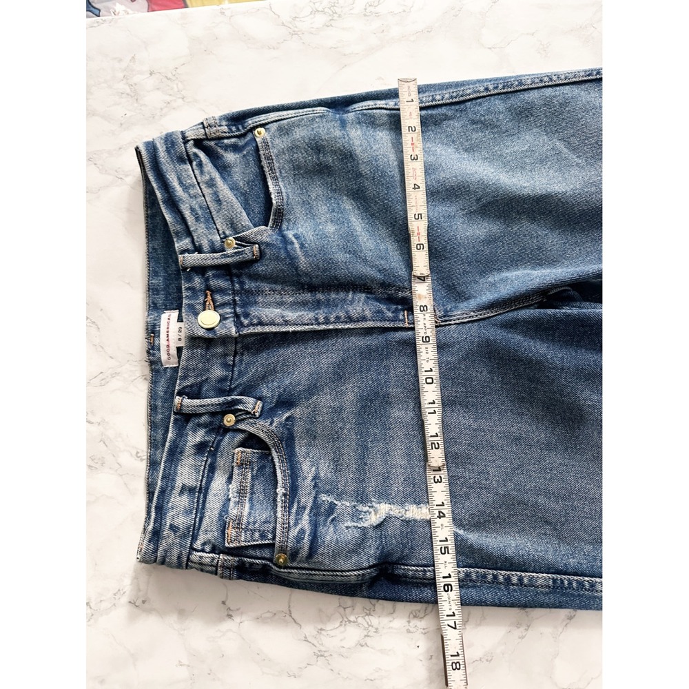 Good American Good Curve Straight Distressed Leg Jeans Women's Size 8/29 - Picture 11 of 15